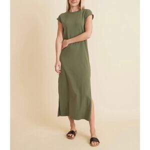 Marine Layer Taylor Maxi Dress Shirt Dress Olive Green Size Large